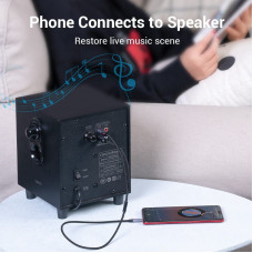 Кабель AUX Audio TRS - RCAx2 M/M 1.5 м, Gold-Plated, Aluminum alloy, чорний, Vention