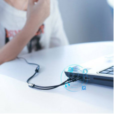 Кабель AUX Audio TRSx2 M/M 20см UGREEN Aluminum Case AV140 Чорний