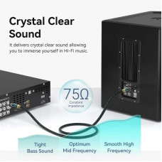 Кабель AUX coaxial HiFi RCA M/M 8.0м OFC Silver, Zinc alloy, зелений, Vention
