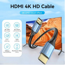 Кабель HDMI M - M, 1.5м, V2.0, 4K 60Гц Aluminum alloy, синій Vention