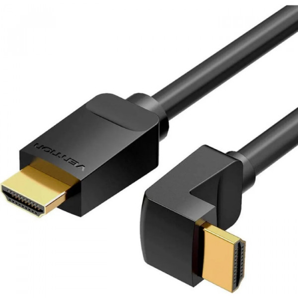 Кабель HDMI M - M, 1.5м, V2.0, 4K 60Гц, кут 90°, PVC, чорний Vention
