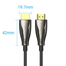 Кабель HDMI M - M, 30.0м, V2.0, Optical 4K 60Гц 18Gbps Dolby 7.1 PVC Black Zinc Alloy Vention