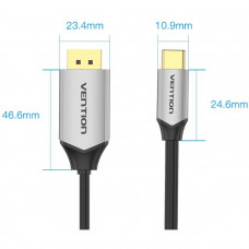 Кабель USB 3.1 Type-C M - DisplayPort M, 1.0м v.1.4 4K60Hz Aluminum Alloy чорний Vention