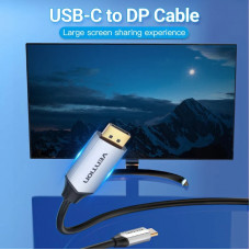 Кабель USB 3.1 Type-C M - DisplayPort M, 1.0м v.1.4 4K60Hz Aluminum Alloy чорний Vention