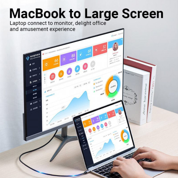 Кабель USB 3.1 Type-C M - DisplayPort M, 1.0м v.1.4 4K60Hz Aluminum Alloy чорний Vention