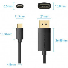 Кабель USB 3.1 Type-C M - DisplayPort M, 2.0м, v.1.2, 4K60Hz, Aluminum Alloy чорний Vention