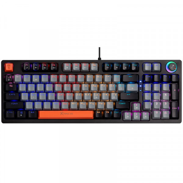 Клавіатура ігрова механічна XTRIKE ME GK-987 UA 96кл.+регулятор, RGB, USB, сіро-чорна