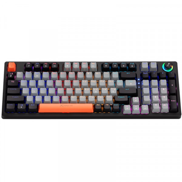 Клавіатура ігрова механічна XTRIKE ME GK-987 UA 96кл.+регулятор, RGB, USB, сіро-чорна