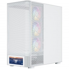 Корпус Modecom VOLCANO AQ500 ARGB MIDI FRONT LCD 6,2”, 4x120mm fans WHITE без БЖ ATX