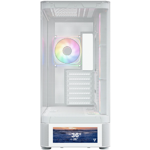 Корпус Modecom VOLCANO AQ500 ARGB MIDI FRONT LCD 6,2”, 4x120mm fans WHITE без БЖ ATX
