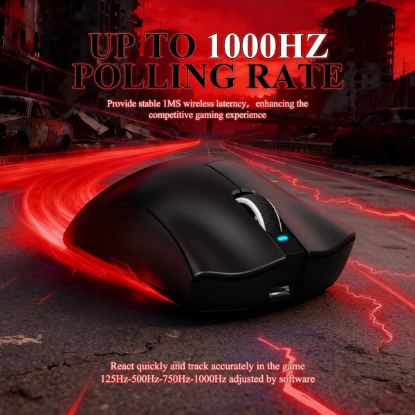 Мишка Attack Shark V3Pro Ultra-Light, Wireless/Bluetooth, 25000dpi. (PAW3311), 6кн., Black