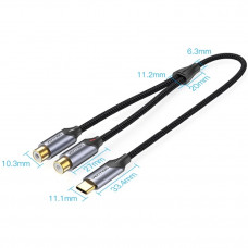 Перехідник Audio Type-C М -> 2RCA F 0,5м чорний Vention