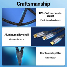 Перехідник Audio Type-C М -> 2RCA F 0,5м чорний Vention