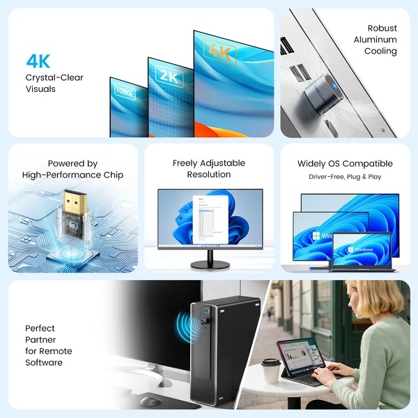 Перехідник - емулятор HDMI F 4K 60Гц, Aluminium alloy, голубий, Vention