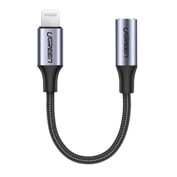 Перехідник Lightning -> 3.5 mm 10cm Headphone Jack Adapter Model US211 UGREEN Сірий