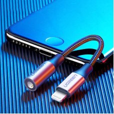 Перехідник Lightning -> 3.5 mm 10cm Headphone Jack Adapter Model US211 UGREEN Сірий