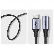 Перехідник Lightning -> 3.5 mm 10cm Headphone Jack Adapter Model US211 UGREEN Сірий