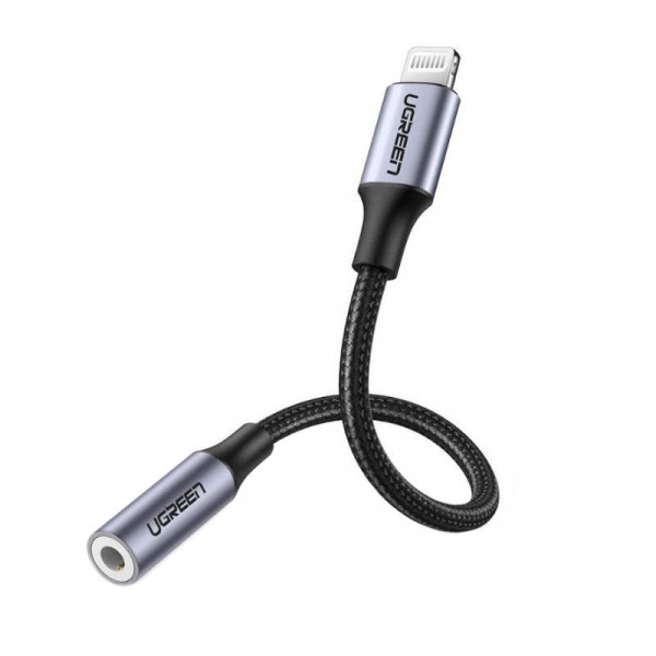 Перехідник Lightning -> 3.5 mm 10cm Headphone Jack Adapter Model US211 UGREEN Сірий