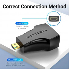Перехідник Micro HDMI M - HDMI F, PVC, чорний Vention