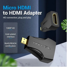 Перехідник Micro HDMI M - HDMI F, PVC, чорний Vention