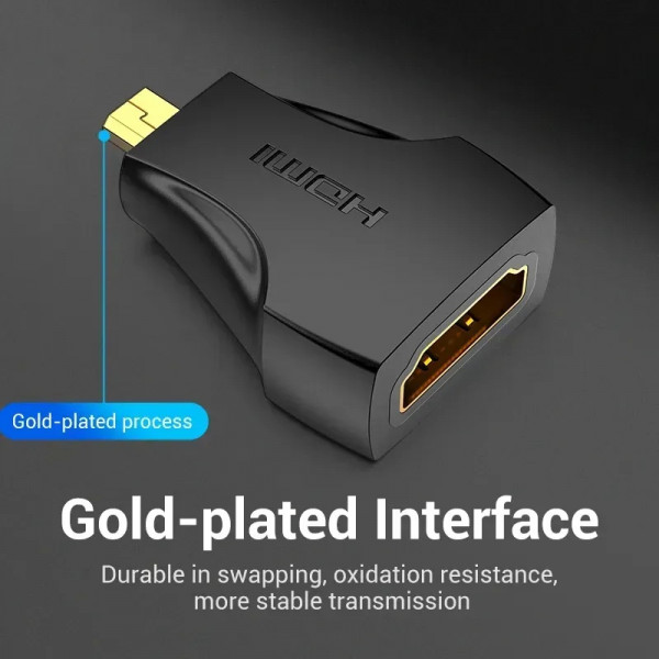 Перехідник Micro HDMI M - HDMI F, PVC, чорний Vention