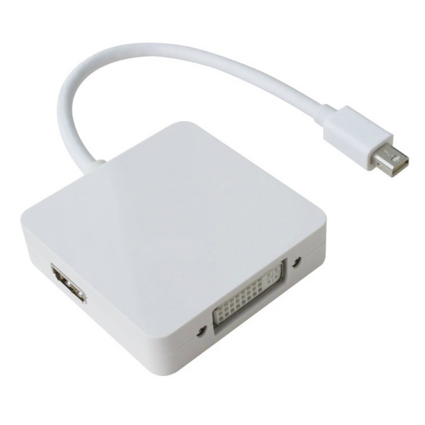 Перехідник mini DisplayPort M -> HDMI/DisplayPort/DVI (24+5), FHD 1080p, кабель 0.2 м