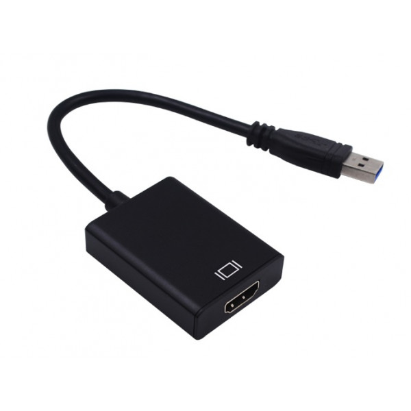 Перехідник USB 3.0 Type-A -> HDMI AF кабель 20см, чорний