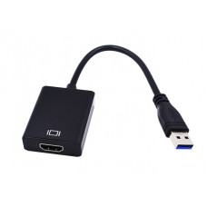 Перехідник USB 3.0 Type-A -> HDMI AF кабель 20см, чорний