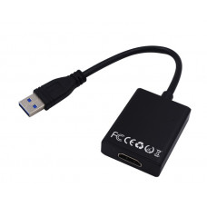 Перехідник USB 3.0 Type-A -> HDMI AF кабель 20см, чорний