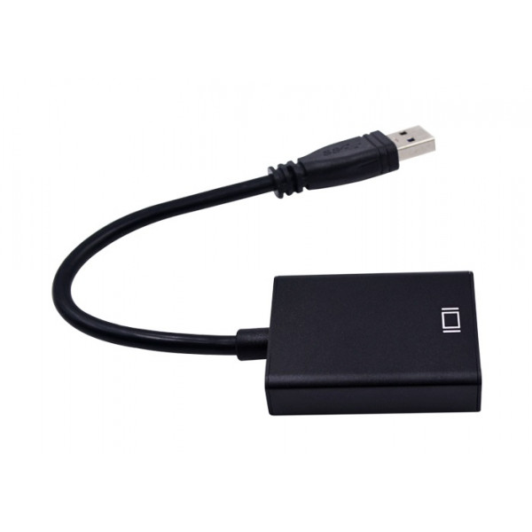 Перехідник USB 3.0 Type-A -> HDMI AF кабель 20см, чорний