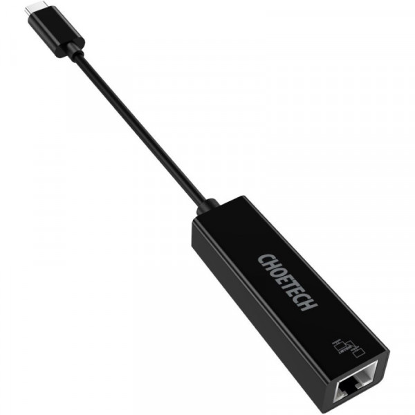 Перехідник USB 3.1 Type-C -> Ethernet RJ45 1000Mb 0,15 м, Choetech чорний