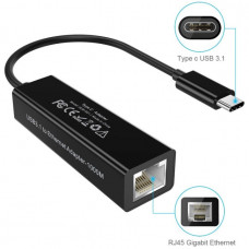 Перехідник USB 3.1 Type-C -> Ethernet RJ45 1000Mb 0,15 м, Choetech чорний