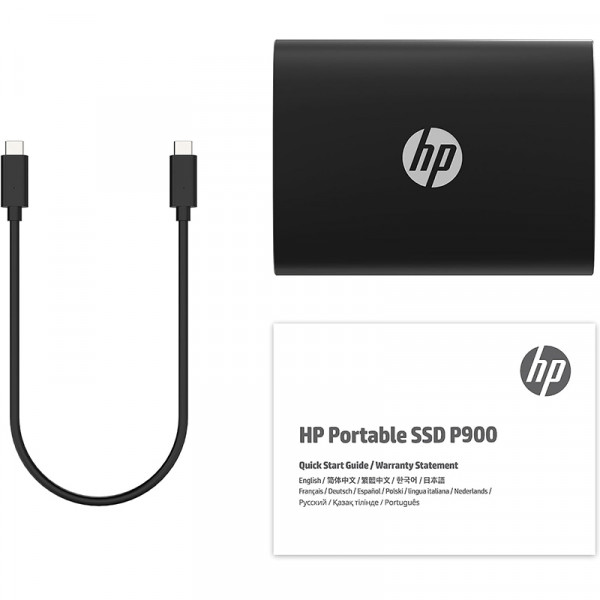 SSD external, USB 3.1 Gen2 Type-C 512Gb, HP P900, TLC, Black, чорний, Retail