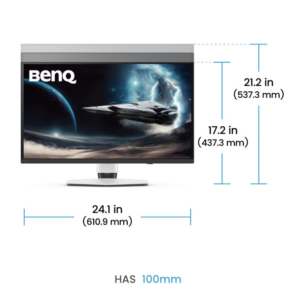 TFT 27" BenQ EX271QZ, OLED, QHD, 500Hz, HDMIx2, DP, USB-C, HAS, Pivot, білий