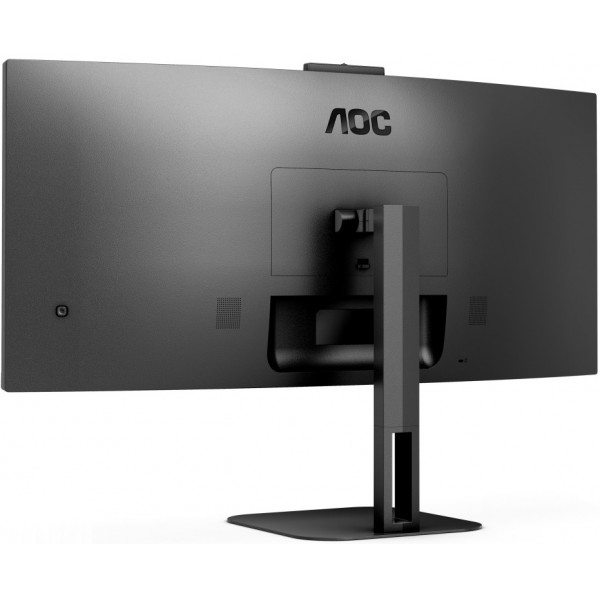 TFT 34" AOC CU34V5CW/BK, WQHD, VA, 100Гц, 1 мс, вигнутий, HDMI, DP, USB-C, USB-hub, webcam, колонки