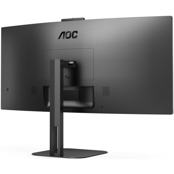 TFT 34" AOC CU34V5CW/BK, WQHD, VA, 100Гц, 1 мс, вигнутий, HDMI, DP, USB-C, USB-hub, webcam, колонки
