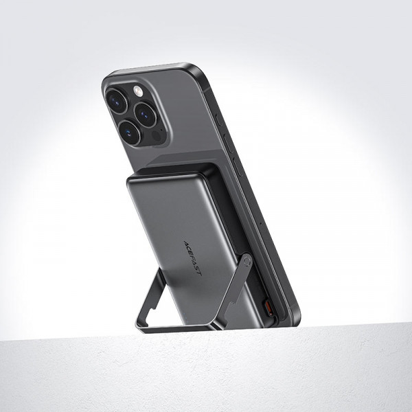 УМБ Acefast Magnetic Wireless 10000mAh 22.5W PD,QC 3.0 USB-C In/Out, QI 15W, with holder M17 Black