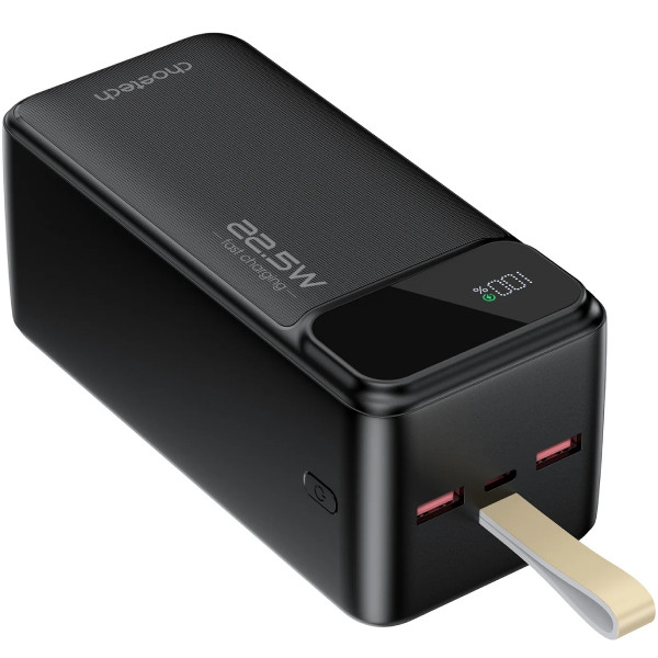 УМБ Choetech 50000mAh, 22,5W PD QC3.0, USB-C In/out, 2xUSB-A Li-pol чорна