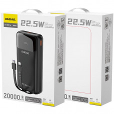 УМБ Dudao 20000mAh K15 Pro 22,5W PD USB-A,USB-C In/Out,with built-in USB-C/Lightning cables Black