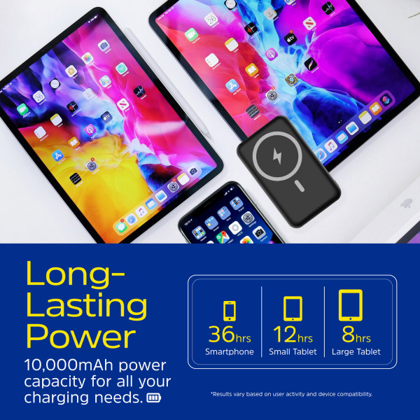 УМБ Energizer Magnetic Wireless 10000mAh 22.5W PD USB-A, USB-C In/Out, Black