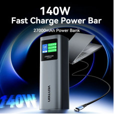 УМБ Vention 27000mAh 140W PD3.1, USB-A, 2xUSB-C, LED Display, Gray