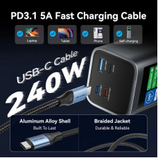УМБ Vention 27000mAh 140W PD3.1, USB-A, 2xUSB-C, LED Display, Gray