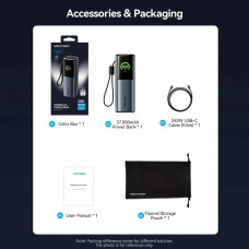 УМБ Vention 27000mAh 200W PD3.1, USB-A, USB-C In/Out, with Built-in USB-C Cable, TFT Display, Gray