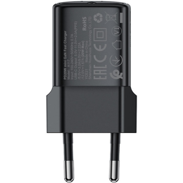 Зарядний пристрій 1xUSB-C 20W Gan A117 mini Fast Charger Black Acefast