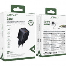 Зарядний пристрій 1xUSB-C 20W Gan A117 mini Fast Charger Black Acefast