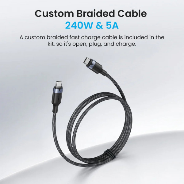 Зарядний пристрій 4xUSB 140W GaN (3хUSB-C+USB-A) + USB-C cable М-М White Vention