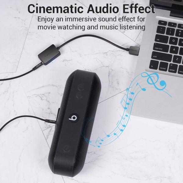 Звукова карта USB AUX jack, 2*TRRS (Mic + Ear) 1м Vention чорна
