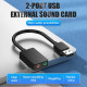 Звукова карта USB AUX jack, 2*TRRS (Mic + Ear) 1м Vention чорна
