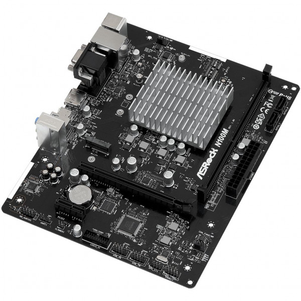 ASRock N100M (Quad-Core N100 3.4GHz, 1xDDR4 DIMM, VGA/HDMI/DP, 1*PCIe, 2xSATAIII, M.2, GLan, mATX)