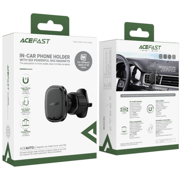 Автомобільне кріплення для смартфона D34 air outlet magnetic Acefast